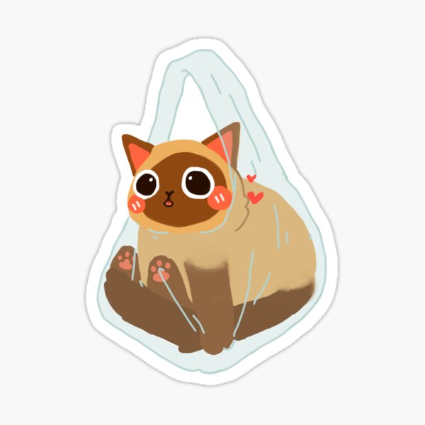 siamese cat in bag sticker Sticker