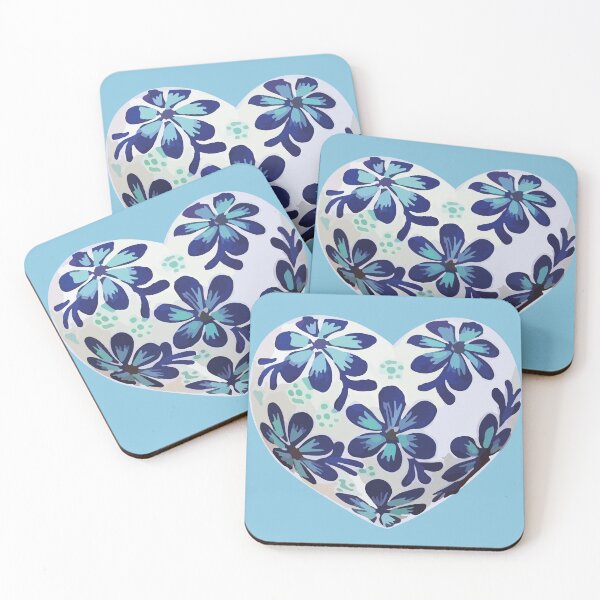 Item preview, Mexican wooden heart oaxacan wood carving hand painted flower milagrito blue folk art interior design decoration designed and sold by T-Mex.