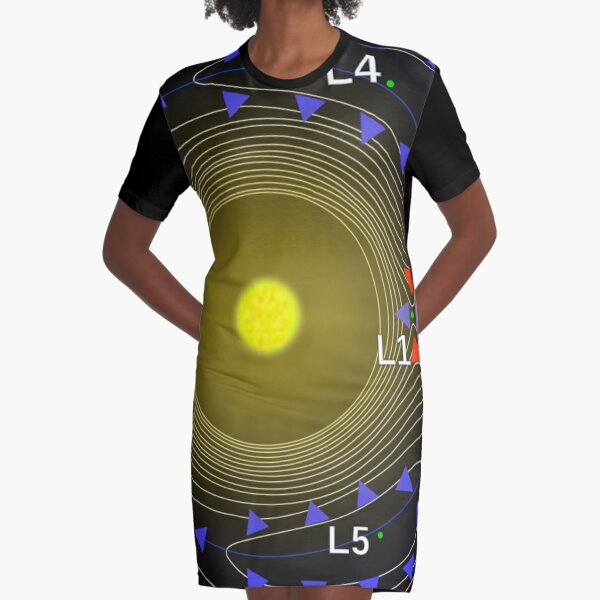 Lagrange points and equipotential surfaces of a system of two bodies (taking into account the centrifugal potential) Graphic T-Shirt Dress