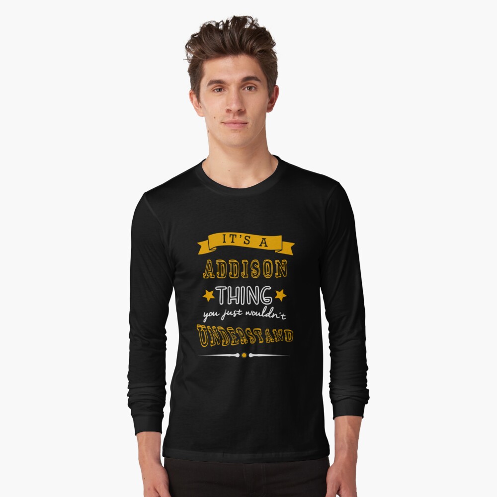 Personalized Name Toddler//Kids Long Sleeve T-Shirt My Name is Addison Hello
