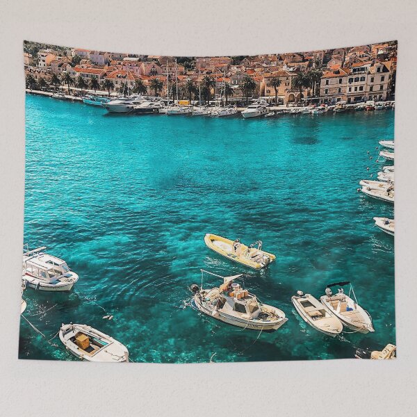 Item preview, MARITIME #18 - Cove with Crystal Clear Turquoise Water Floating Boats designed and sold by DEL-Productions.