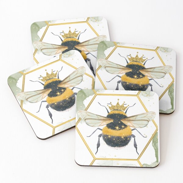 Item preview, Queen Bee Honeycomb Green Watercolour | Gold Crown Glitter:  designed and sold by LifeAndWonder.