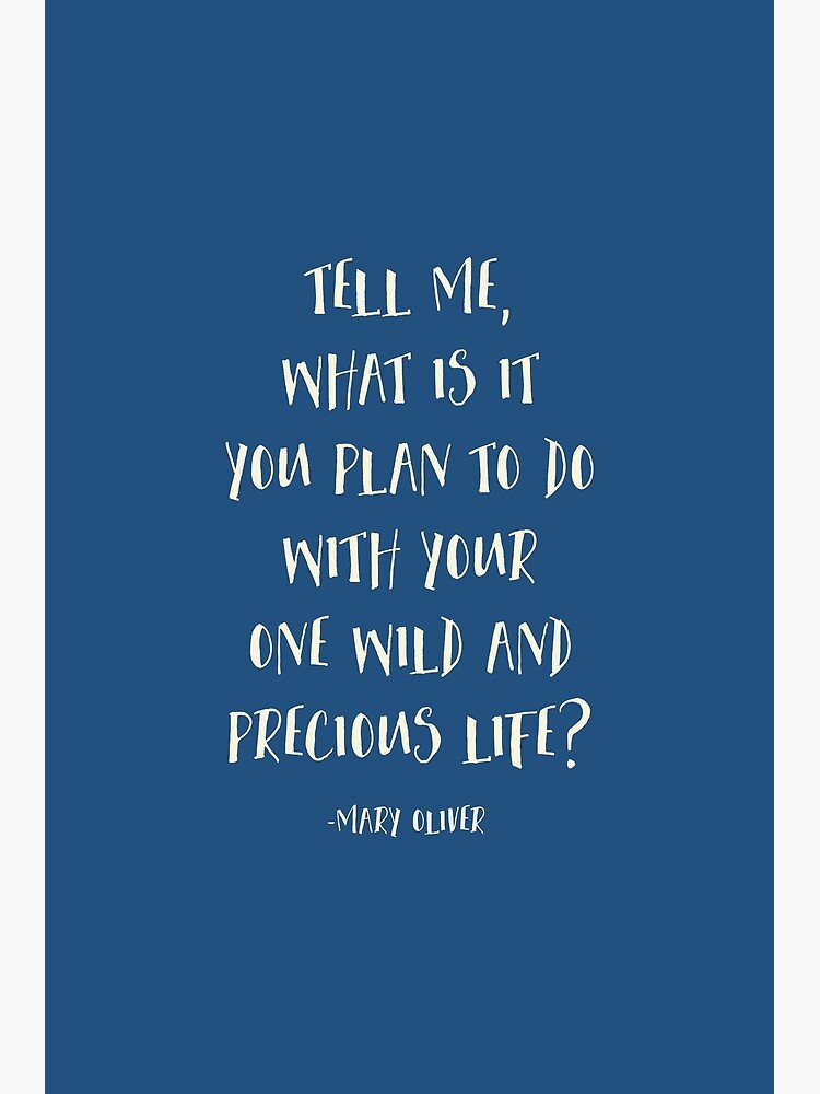 Disover Tell Me What Is It You Plan To Do With Your One Wild And Precious Life, Mary Oliver Quote, Inspirational Premium Matte Vertical Poster