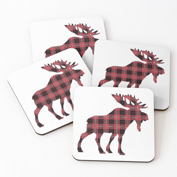 Item preview, Red and Black Plaid Tartan Moose  designed and sold by Gsallicat.