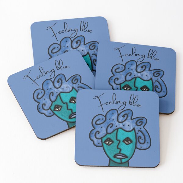 Item preview, Feeling Blue Quirky Sad Face designed and sold by offtza.
