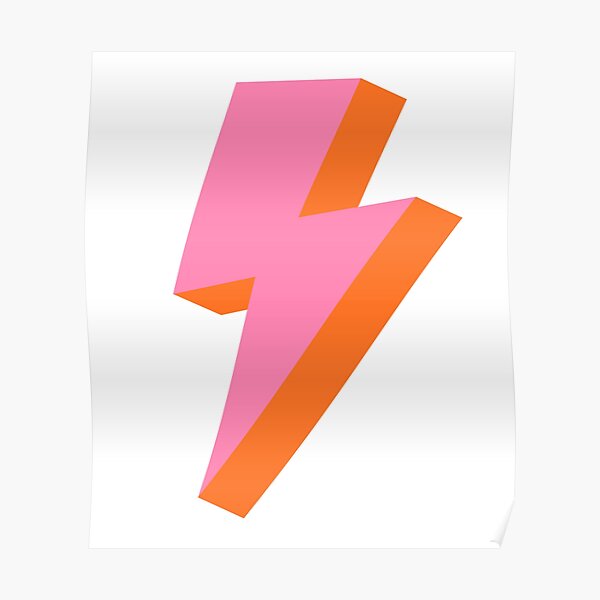 "Light Pink and Orange Lightning 3D" Poster for Sale by