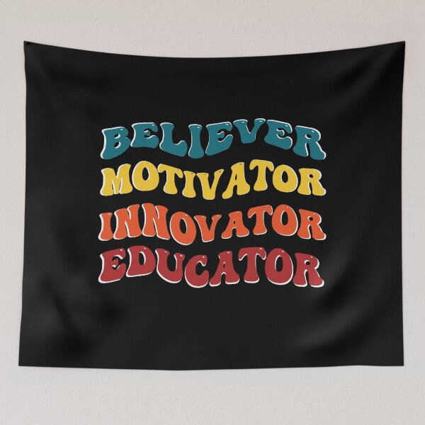 Item preview, Believer Motivator Innovator Educator Retro Groovy Teachers designed and sold by Sasikharn.