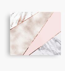 Spliced mixed rose gold marble Metal Print