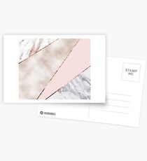 Postales Empalmado mezclado mármol de oro rosa