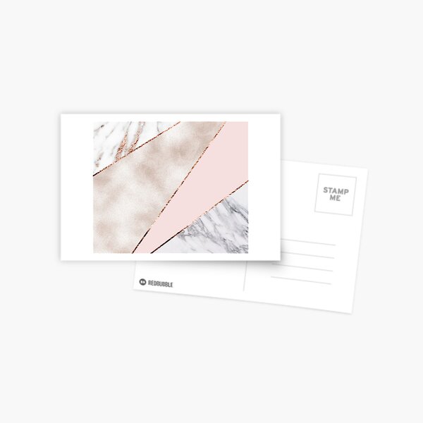 Spliced mixed rose gold marble Postcard