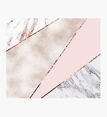Spliced mixed rose gold marble Photographic Print