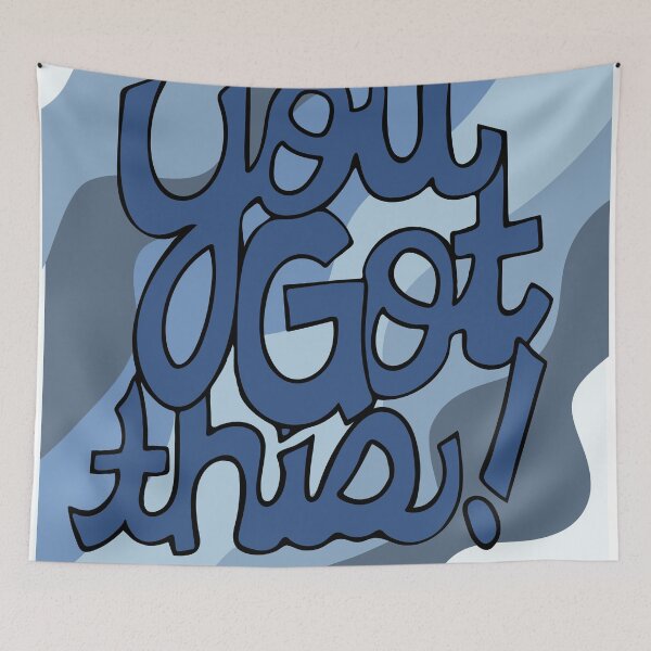 Item preview, You got this! Encouragement cartoon text art blue  designed and sold by AngelDawnDesign.