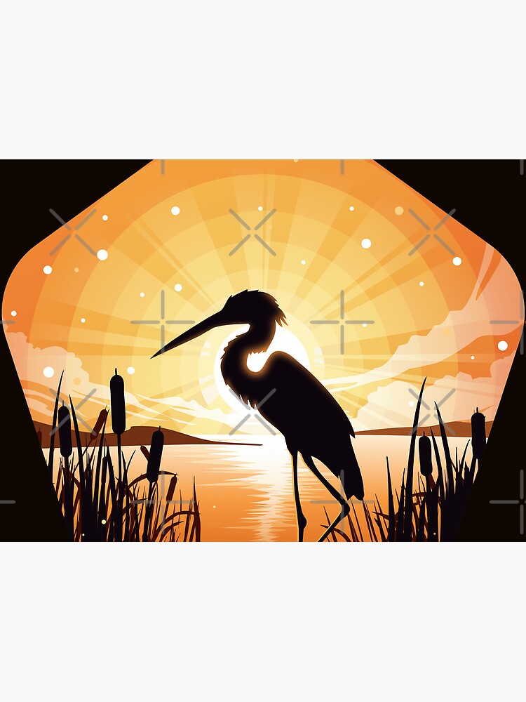 The heron stands on the shore of the lake by andrey-art