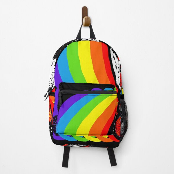 Item preview, Panda bear rides bicycle with rainbow shadow behind  designed and sold by IronicEmpire.