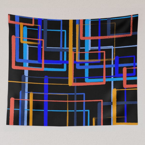 Item preview, Rainbow Cube Geometric Squares Oil Painting Colorful  designed and sold by hopecope.