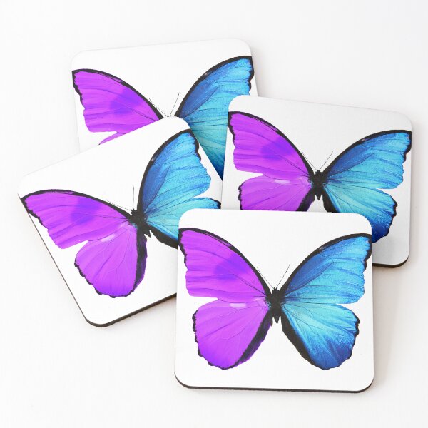 Item preview, Violet Blue Butterflies Nature Lovers on White Background designed and sold by HubbyDesignz.