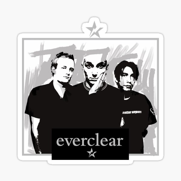 Everclear - legendary alternative rock band from the 1990's. Band graphic. Black and grey stencil graphic. Sticker