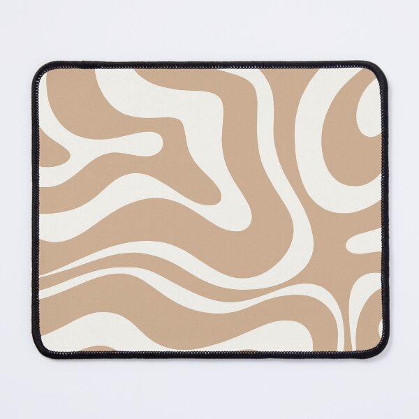 Item preview, Retro Modern Liquid Swirl Abstract Pattern Square in Coffee Creme and Nearly White designed and sold by kierkegaard.