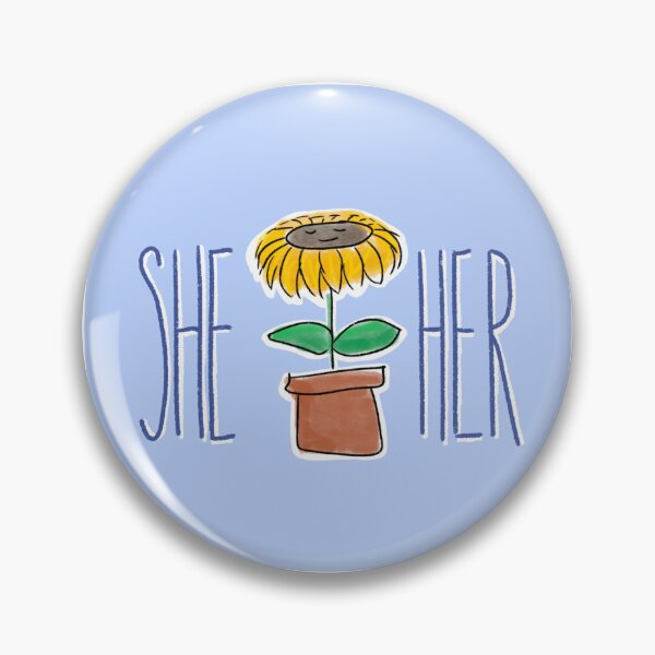 Item preview, Sunflower She Her Pronoun Pin designed and sold by kylepeterart.