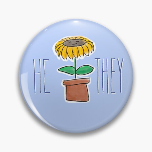 Item preview, Sunflower He They Pronoun Pin designed and sold by kylepeterart.