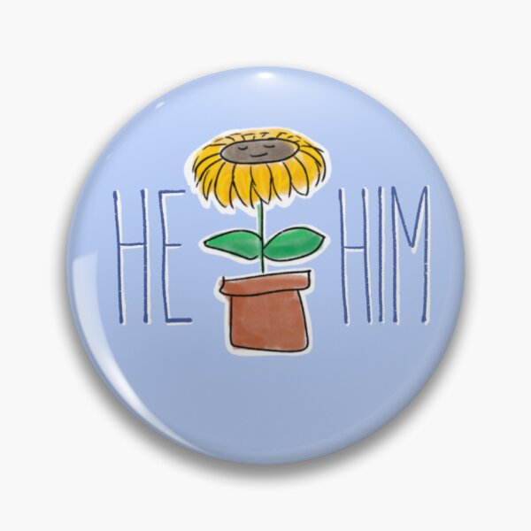 Item preview, Sunflower he him pronoun pin  designed and sold by kylepeterart.