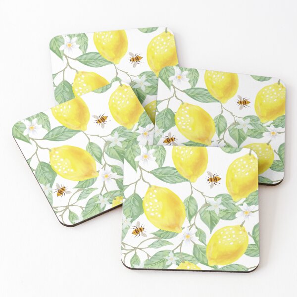 Item preview, Watercolor Lemon Fruit, Lemon Blossom and Bees  designed and sold by silviaol.