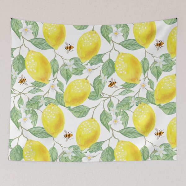 Item preview, Watercolor Lemon Fruit, Lemon Blossom and Bees  designed and sold by silviaol.