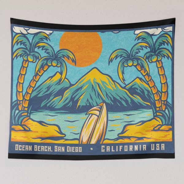 Item preview, Ocean Beach San Diego Palm Mountains designed and sold by LanikaiBeach.