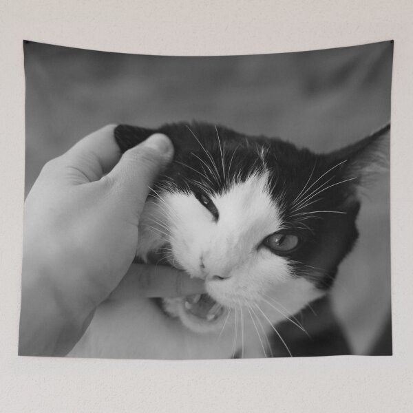 Item preview, Bitey Tuxedo Cat in Black and White designed and sold by SquishStitches.