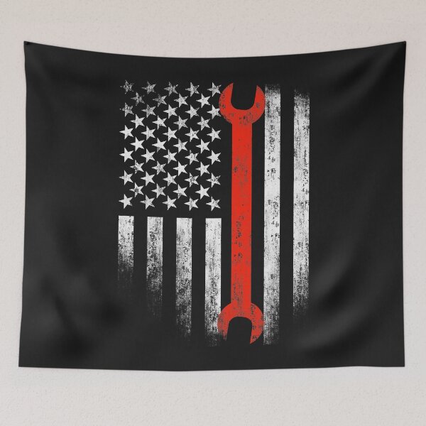 Item preview, American Flag Mechanic Wrench Patriotic Car Van designed and sold by GunillaBlau.