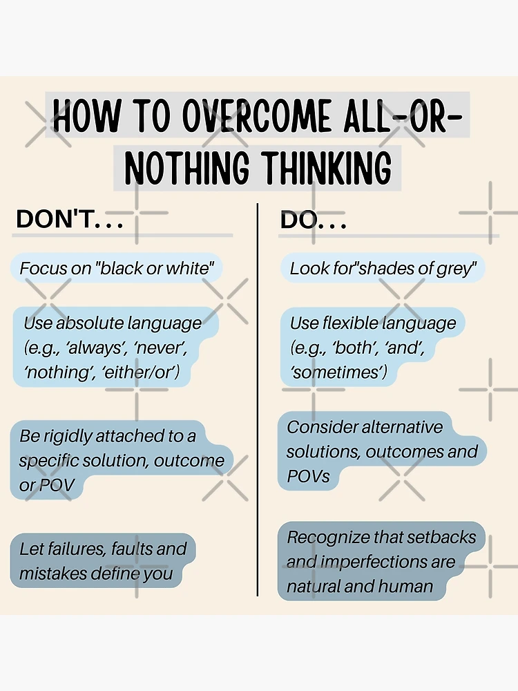 How to overcome all or nothing thinking Poster for Sale by ThoughtJumble
