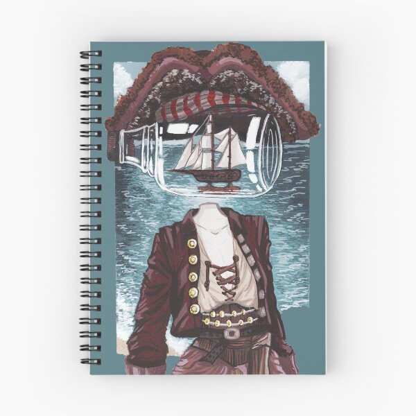 Item preview, Pirate Ship in a Bottle Head Gouache Painting designed and sold by Abigaillynnarts.