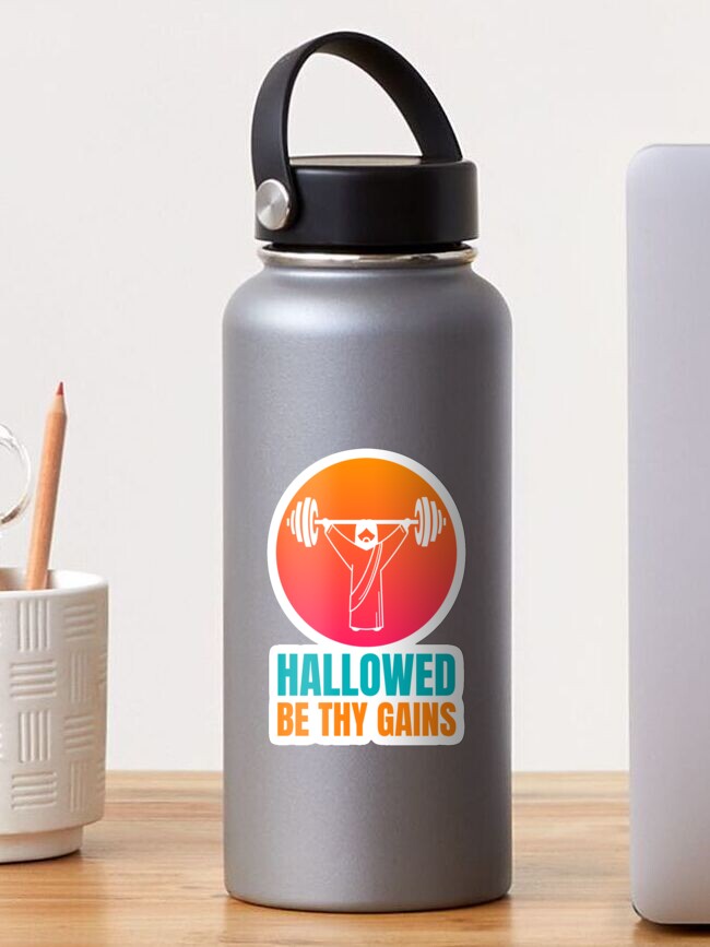 Hallowed Be Thy Gains Jesus Weight Lifting Workout' Water Bottle