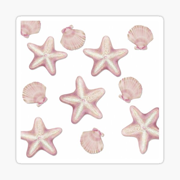 Pink Starfish and Seashell pattern Sticker