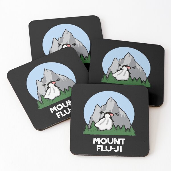 Item preview, Mount Flu-ji Funny Mountain Puns (Dark BG) designed and sold by punnybone.