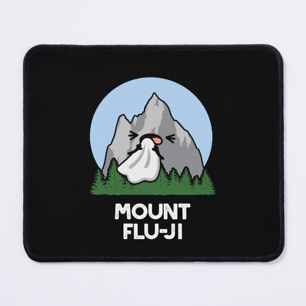 Item preview, Mount Flu-ji Funny Mountain Puns (Dark BG) designed and sold by punnybone.