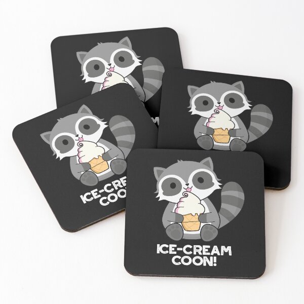 Item preview, Ice Cream Coom Funny Animal Racoon Puns (Dark BG) designed and sold by punnybone.