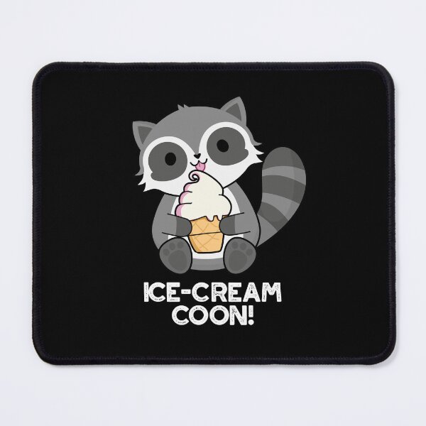 Item preview, Ice Cream Coom Funny Animal Racoon Puns (Dark BG) designed and sold by punnybone.