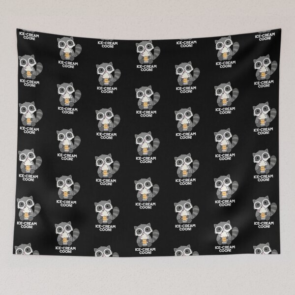 Item preview, Ice Cream Coom Funny Animal Racoon Puns (Dark BG) designed and sold by punnybone.