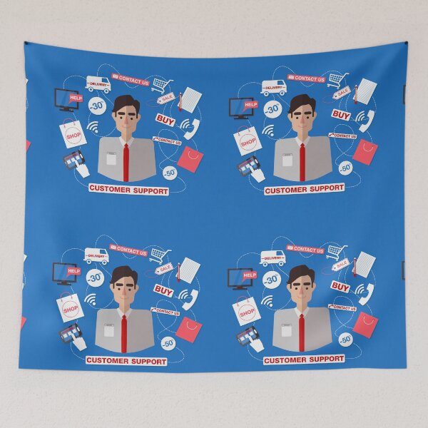 Item preview, Customer Service. Online Service. Customer Support. Support Call Center. Man Assistant. Help. Vector illustration. Flat style designed and sold by ivector.