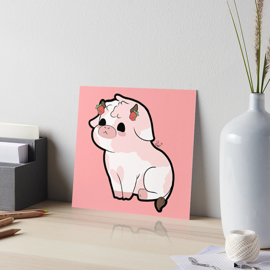 Strawberry Cow 5 Art Board Print for Sale by PotatoFluff