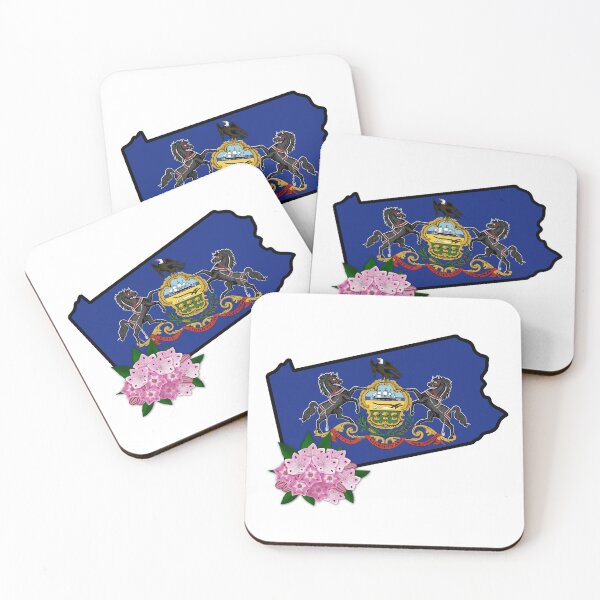 Item preview, State of Pennsylvania Flag with State Flower Mountain Laurel designed and sold by Gsallicat.