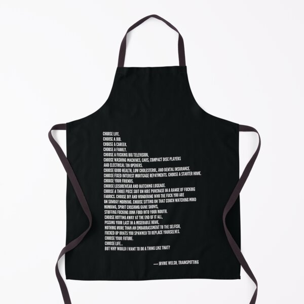 Item preview, Choose life Trainspotting epic speech without heroin simple white on black bold type portrait design designed and sold by WordStruggle.