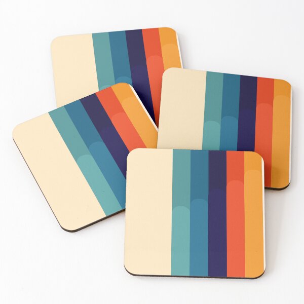 Item preview, Retro teal, light blue, dark blue, orange, yellow, and cream.  designed and sold by LawsonFabrics.