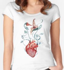 Pink Floyd Flowers | Watercolor painting | Rock fan art Women's Fitted Scoop T-Shirt