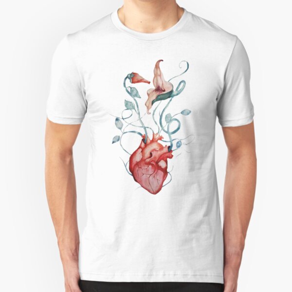 Rosa Floyd Blumen | Aquarellmalerei | Rock Fan Kunst Slim Fit T-Shirt