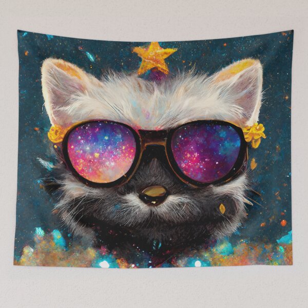 Item preview, Cat Wearing Sunglasses in Space designed and sold by MythicPrompts.