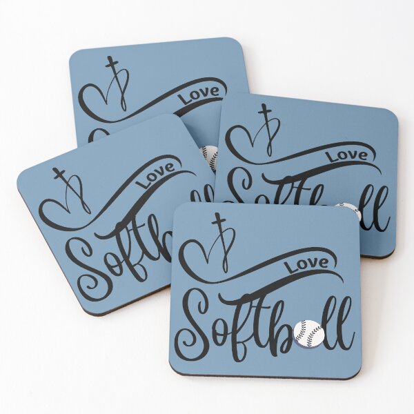 Item preview, Love Softball and the Cross with this swirl heart and cross with softball design designed and sold by tranquilbeach.
