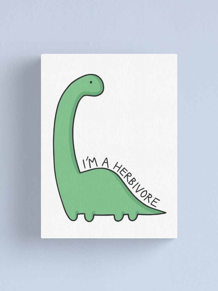 Alternate view of 'I'm a Herbivore' Dinosaur Illustration Canvas Print