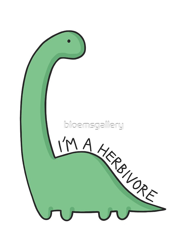 'I'm a Herbivore' Dinosaur Illustration by bloemsgallery